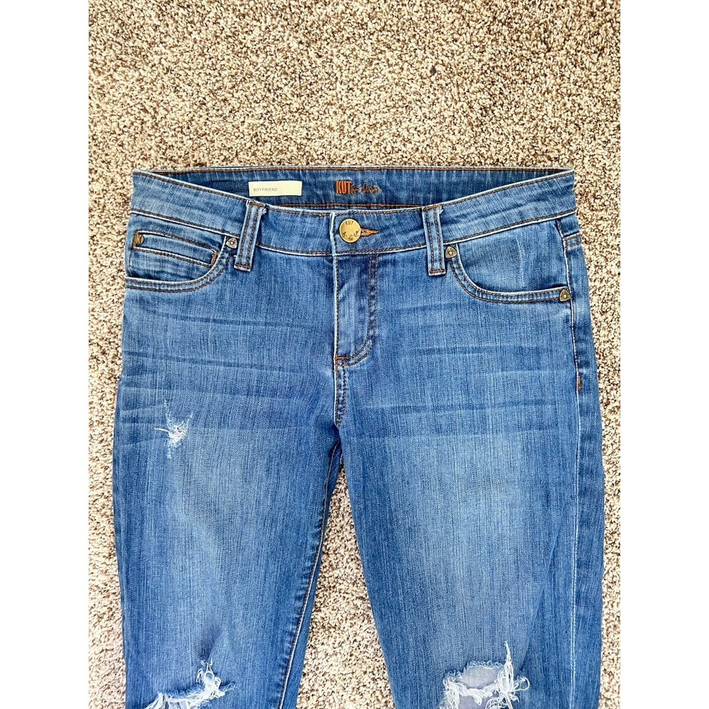 Kut From The Kloth Boyfriend Jeans Distressed Medium Wash Denim Women's Size 4 - Picture 2 of 7